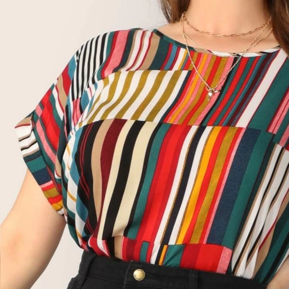 Plus Colorful stripe top